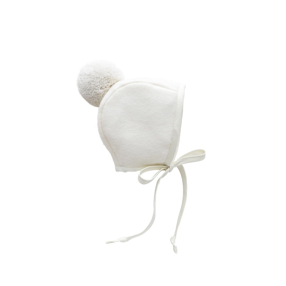 Briar Baby Ivory Pom Bonnet - 0-3 months - Brand NWT
